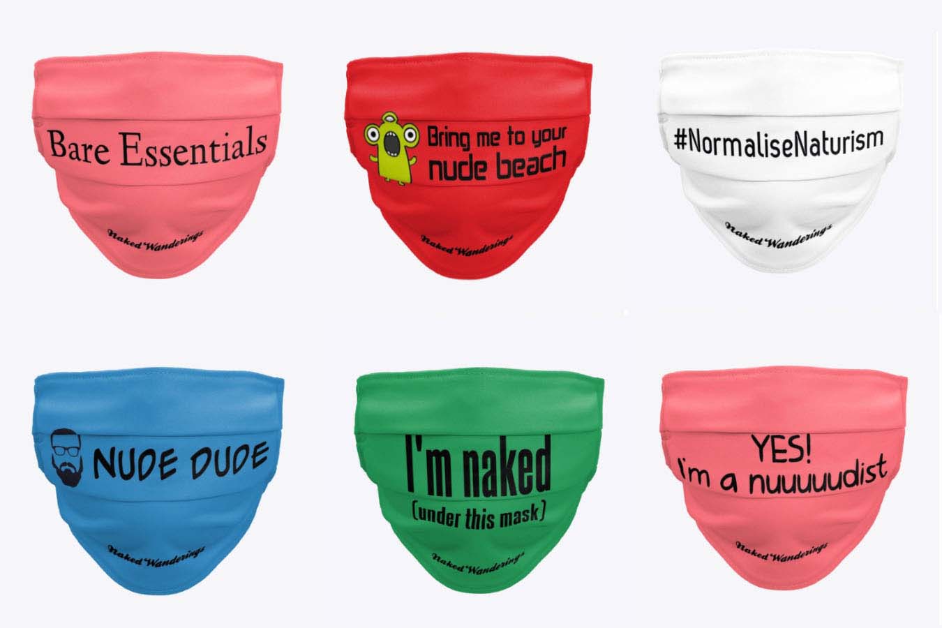 Naked Wanderings Naturist - Nudist face masks
